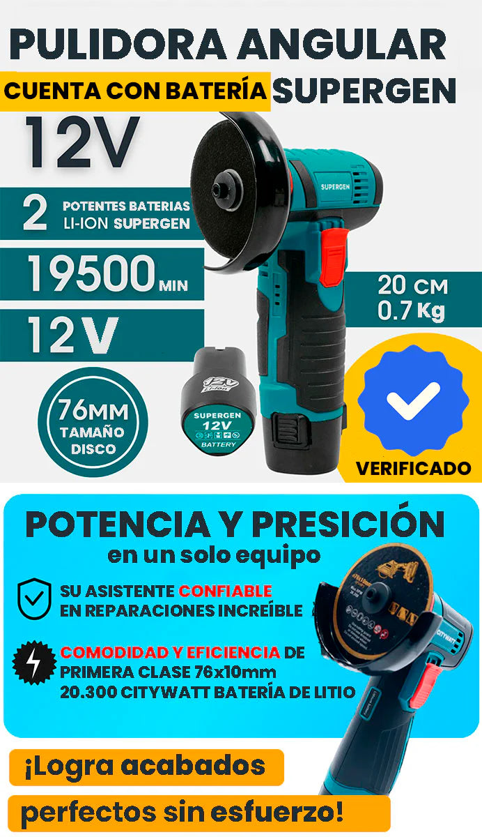 OFERTA 50%OFF - PULIDORA RADIAL INALAMBRICA - 2 BATERIAS + 9 ITENS DE REGALO